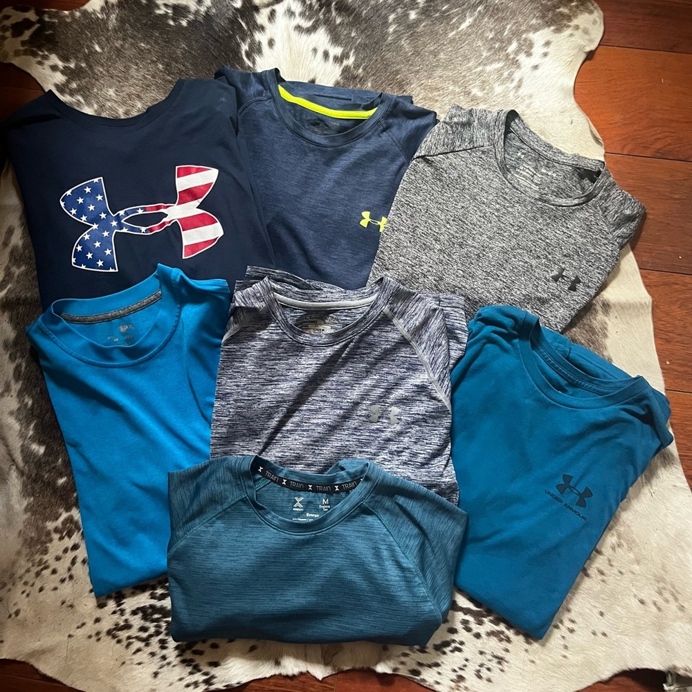 5- Under Armour Men's size Medium T-Shirts and 2 non brand Tshirts size medium